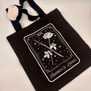 Eccolo Enemies to Lovers Tarot Card Canvas Tote Bag Black Sword Rose New